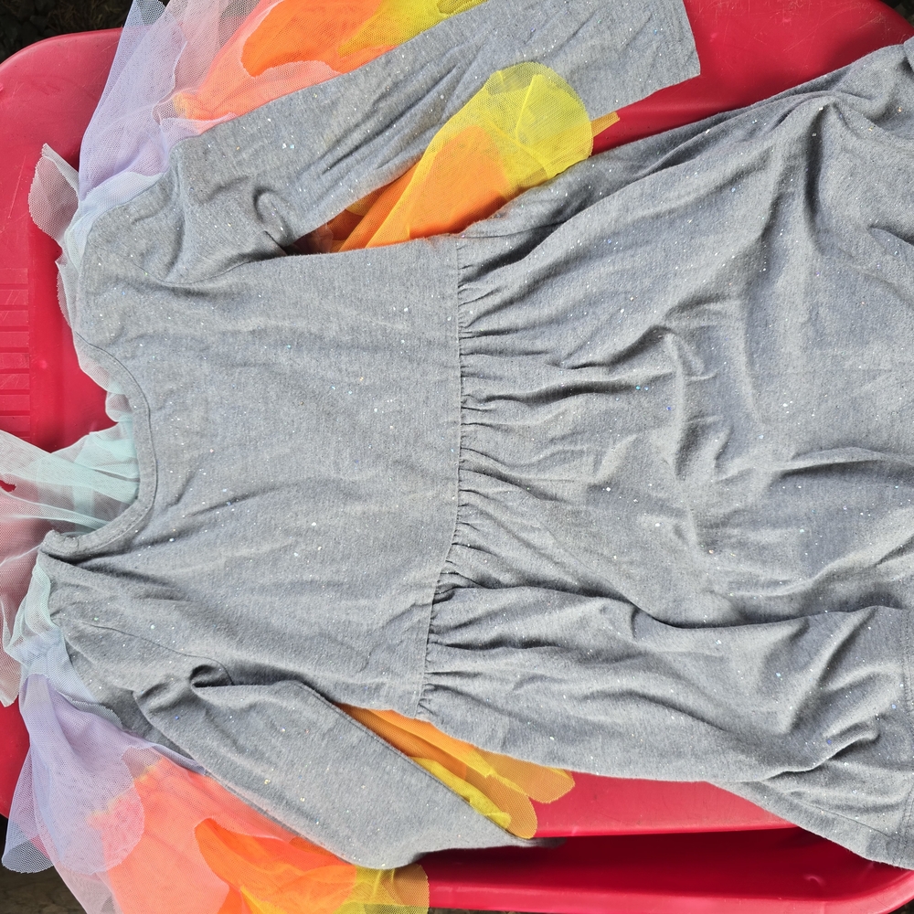 Cat & Jack Gray Dress with Colorful Tulle